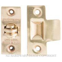 Miles & Nelson polished brass roller catch for linen cupboard doors.