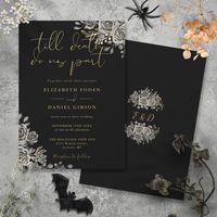 This elegant gothic wedding invitation can be personalized with your information in chic typography with your monogram initials on the reverse. Designed by Thisisnotme©