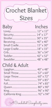 Crochet Afghan & Blanket Size Chart – A Crocheted Simplicity