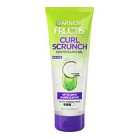 Curl Scrunch Controlling Gel with extra strong hold provides up to 24 HR shape & shine. Garnier Fructis Style Curl Scrunch Controlling Gel with Coconut Water, For Curly Hair, 6.8 fl oz; Curl Scrunch controlling gel, infused with Coconut Water, creates defines, volume-controlled curls with lasting hold without flyaways and flaky residue Non-drying formula locks in shape and shine to provide curl control without the frizz Hold level 3 out of 6 Formulated without Sulfates, Phthalates or DMDM Hydantoin Garnier is approved by Cruelty Free International under the Leaping Bunny Program