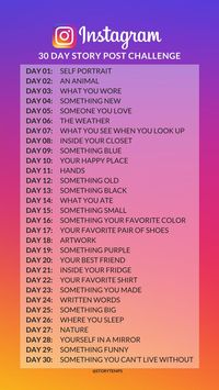 30 day Instagram story post challenge - ideas for Instagram stories