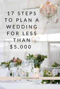 Most brides enter into wedding planning with the dream of a perfect, Pinterest-worthy event. But they may not realize just how quickly those costs can add up. According to The Knot, the average cost of a wedding in the United States is now nearly $30,000, and if you’re living in a major metropolitan area, that number can be even higher. So if you want a beautiful wedding without breaking the bank, here are 17 steps to plan a wedding for less than $5,000.