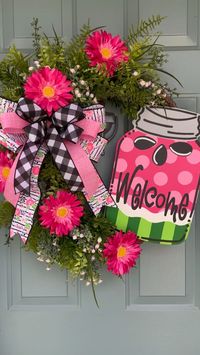 Watermelon Wreath, Summer Wreath, Welcome Wreath | Summer wreath, Door wreaths diy, Summer door wreaths