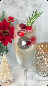 Val- Cocktails & Mocktails on Instagram: "Mistletoe Mimosa🎄🥂

This is my favorite holiday drink to make because it’s so easy but looks so elegant! All you need is some cranberries and rosemary!

If you need suggestions for a round ice tray comment ICE and I’ll send you the link to the one I use!

✨Cocktail Recipe
- 2 oz white cranberry juice @oceansprayinc 
- prosecco
- cranberry ice & rosemary

#christmascocktails #christmasideas #mimosa #festive #holidaycocktails #cocktailrecipes #cocktails #mimosabar #cranberry #christmastime #holidayrecipes"