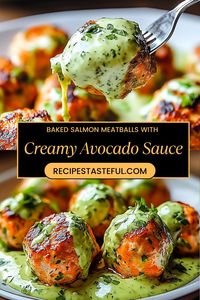 These baked salmon meatballs are a healthy and delicious twist on traditional meatballs, packed with fresh flavors and served with a creamy avocado sauce. Perfect for a quick dinner or as an appetizer!