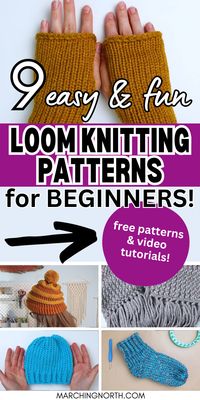 Check out this list of free loom knitting patterns for beginners! Each of these easy projects includes a step by step written pattern with photos, and an easy to follow video tutorial! You can make all kinds of things with knitting looms, from hats, ear warmers, and scarves, to blankets and more!