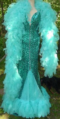 burlesque mermaid [teal / aqua sequin dress + boa]