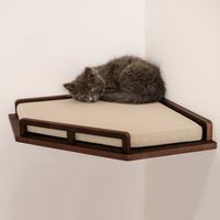 Designed to add style and comfort to your pet's play space, the Corner Cat Shelf enhances their playtime. We use a felt or cork wood insert on all of our shelves for comfort and safety. For added convenience, cat steps can be used to provide access to your pet's favorite areas. Our wall-mounted cat furniture is carefully crafted from natural wood and finished with a safe water-based varnish, providing a cozy and inviting place for your pet to play and relax. What makes us stand out from the rest