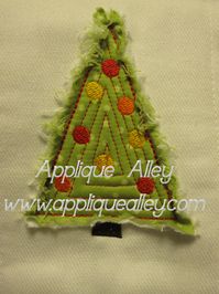 RAGGY CHRISTMAS TREEDigital Applique Design for use with Embroidery Machine Sizes: 4X4, 5X7, and 6X10 Formats: ART60. ART, PES, DST, EXP, HUS, JEF, VIP, SEW, XXX