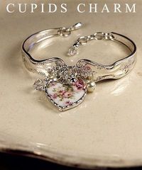 Vintage Silver Spoon Bracelet with Broken China Charm