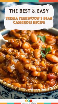 Trisha Yearwood’s Bean Casserole Recipe is the ultimate comfort food! Packed with ground beef, pork and beans, tangy barbecue sauce, and crispy bacon on top—it’s a must-try for any dinner table. Perfect for cozy family meals or potlucks that leave everyone satisfied. Save this recipe and make it tonight!