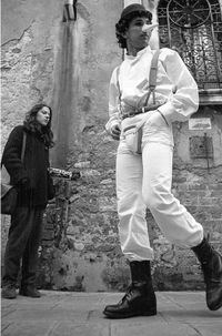 Venice Carnival , 1980, reveller dressed as a droog from “a clockwork orange”, photograph by Alberto Alfredo Landi