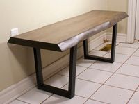 Live Edge Solid Wood Bench Seat on Steel Legs - Custom Hallway Bench, Dining Table Bench or Bedroom Bench - brilliant custom live edge bench makes a hallway into an entrance, this is a perfect modern design for an urban home