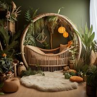 Jungle Adventure: A jungle-themed nursery is a fun and colorful choice. Use vibrant greens and animal-themed decor to create a lush, playful atmosphere. Incorporate large leafy plants, animal wall decals, and a jungle-inspired crib bedding.