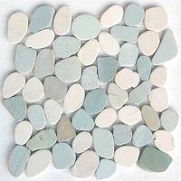 Sky Green Natural Pebble Mosaic | 12x12x1 1/4 | Pebble Kitchen Backsplash