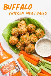 Game day plot twist-Swap wings for these Buffalo Chicken Meatballs made with our NEW 16.5oz Buffalo Sauce.🔥 Get the NEW 16.5 oz Buffalo Sauce 20% OFF with code: PKPIN