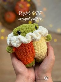 This is a DIGITAL PDF pattern in English! This is a NO-SEW pattern! Clown frog can be a nice present or amigurumi for your autumn markets! You can make your frog in 1 hour or so. In the pattern there are 5 video tutorials for complicated parts and pics.