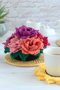 Crochet Sunflower Coasters In A Pot | Easy Breezy Crochet