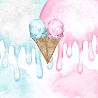 Ice cream gender reveal welcome sign. What's the scoop gender reveal poster in light blue and pink tones. Modern Watercolor icecream banner for summer gender reveal.