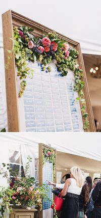 flower accented seatting assignment display @weddingchicks