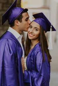 Congrats, grad. group of excited university graduates in hats and robes dancing and having crazy fun on graduation day. happy male student doing a break ... Cap And Gown Photos - Graduation picture