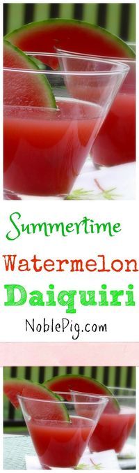 Fresh Watermelon Daiquiri is the perfect summertime cocktail from NoblePig.com.