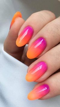 Ombre Nail - Pink and Orange Nail