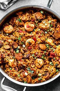 This Easy Jambalaya Recipe is packed with spicy andouille sausage, shredded chicken, sweet shrimp, and of course, plenty of vegetables and rice. It’s the perfect one-pot meal for busy nights!