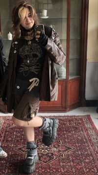 [irrelevant keywords!] earth tones, aesthetic outfit inspo, mid-size fit, autumn, jewelry, silver crystal necklaces, androgynous, diy customized, alt, alternative, gothic, bones, bugs, skull, star, lace, layering // inspiring styles & subcultures: apocalyptic, adventurecore, crowcore, fairygrunge, goth, gremlincore, maximalism, dark mori kei, piratecore | le𖦹nie