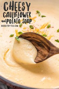 Cheesy Cauliflower and Potato Soup