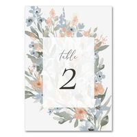 3.5x5 Garden Flourish table number card. Customizable. Part of a wedding collection