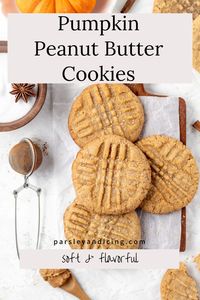 These soft pumpkin peanut butter cookies are made with creamy homemade peanut butter, warm spices, and pumpkin puree. They're easy to make and are perfect cookies for fall. Everyone loves them! 