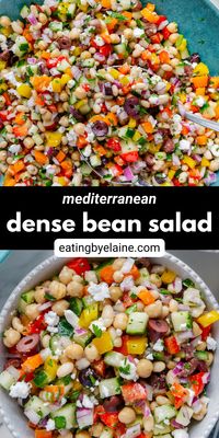 Jump on the Dense Bean Salad bandwagon with this delicious protein-packed recipe! Loaded with a mix of beans and fresh veggies that are then tossed in a homemade olive oil-based dressing, this dense bean salad has taken TikTok by storm for good reason!