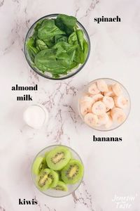 This kiwi banana smoothie is a delicious green smoothie recipe! Made with spinach and almond milk it is both sweet and tart and packed with nutrients. Kids love this refreshing drink, too! Enjoy it for a breakfast on the go or as a healthy snack.