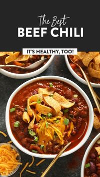 The best chili recipe you'll ever eat is right here! Our beef chili is made with ground beef, beans, diced tomatoes, and a homemade chili seasoning.