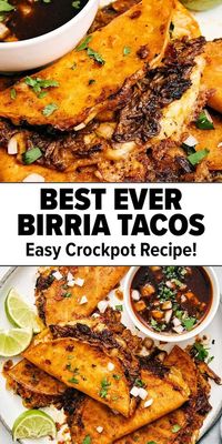 These beef birria tacos (quesabirria) are the best thing ever with their crispy tortilla, melty cheese, and flavorful consommé dipping sauce. Plus, it's easy to make with my easy crockpot birria recipe!