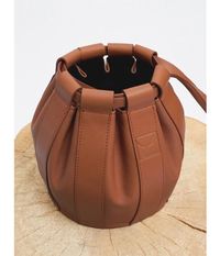 LOW CLASSIC Leather Drawstring Small Bag - Brown | W Concept