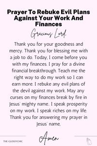 Prayer to rebuke evil plans against your work and finances