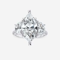 7 ctw Marquise Lab Grown Diamond Three Stone Engagement Ring 14K White Gold G, VS2