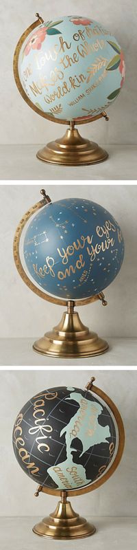 Gorgeous hand painted globes - perfect gift for travelers! http://rstyle.me/n/uenh2nyg6