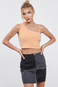 Peach Crop Top - One-Shoulder Crop Top - Asymmetric Crop Top | Boho Pink