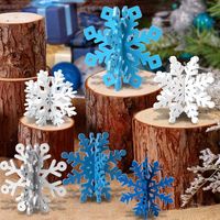 Buy Guasslee 6 Set Snowflake Christmas Table Decorations - 12pcs Blue White Glitter Wooden 3D Snowflake Decor Tabletop Centerpiece for Christmas Party Supplies Home Decor at Walmart.com