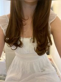 Hair, hair ideas, brown hair, straight hair, long hair, curled hair, hairstyles, dress, white dress, flowy dress, floral dress, picnic, summer, summertime, aesthetic,