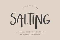 Salting is a handwritten display font with natural and modern feels. It will be perfectly used for Branding, Logo Design, Lettering, Logotype, Clothing, Poster, magazine, packaging, posters, shopping bags, t-shirts, book covers, photography, special events and other design project. Product Content :- Salting (otf-ttf-woff) Features :- Uppercase & Lowercase- Numerals- Punctuations (OpenType Standard)- Accents (Multilingual Characters)- Ligatures and Alternative Style Stylistic Set- Works o...