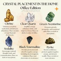 Crystal Placement in the home: Office Edition . . . . . . . . . #wiccansofinstagram #witchlife #witchesofinstagram #witch #witchcraft #wicca #wiccan #pagan #spiritual #spiritualawakening #Spirituality #witchessociety #witchytips #magic #babywitch #beginnerwitch #witchy #witchesoftiktok #witchtok #crystals #crystalmagic