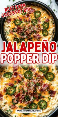 Turn up the heat with this spicy and creamy Crockpot Jalapeño Popper Dip! Combining the flavors of jalapeño poppers with gooey cheese, cream cheese, and crispy bacon, this dip is the perfect blend of spicy, savory, and cheesy goodness. It’s great for game days, potlucks, or any occasion that calls for bold flavors. Serve with crackers or tortilla chips, and watch this dip disappear! Save this recipe for a zesty, crowd-pleasing snack.