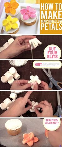 Turn A Marshmallow Into A Flower Shaped Cupcake Topper!