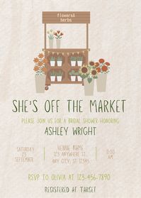 She's off the Market Bridal Shower Farmers Market Theme Bridal Shower Invitation 5x7 - Etsy