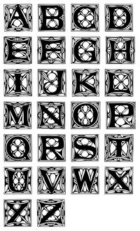 Stain-glass initial cap alphabet. High res, copyright free