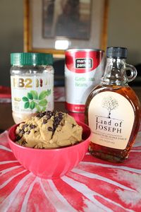 Randomocity: Cookie Dough Hummus (Peanut Butter Chocolate Chip) Featuring garbanzo beans, peanut butter powder (PB2), mini-chips, and a little maple syrup.  A healthy option for snacking.